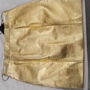 Saint Laurent metallic gold leather mini skirt
